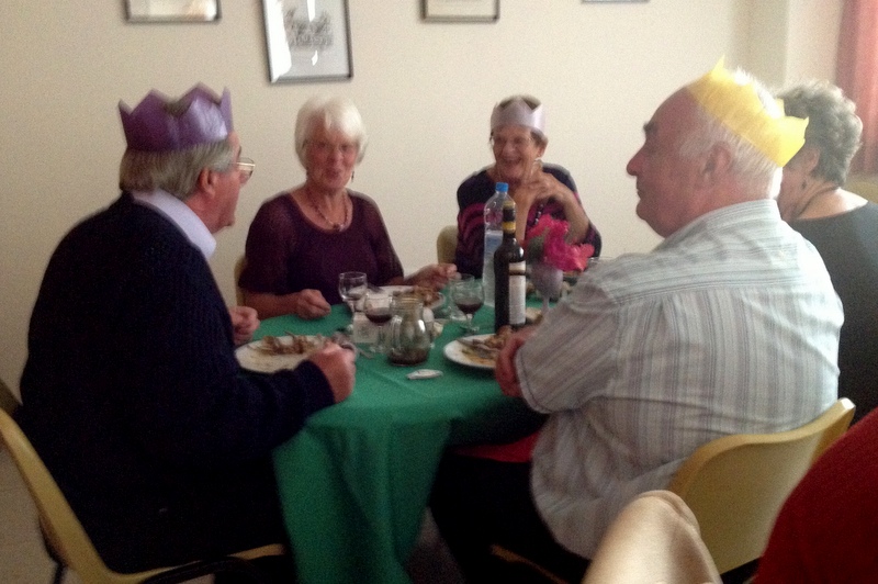 eating lunch at St Helena's, Christmas 2012