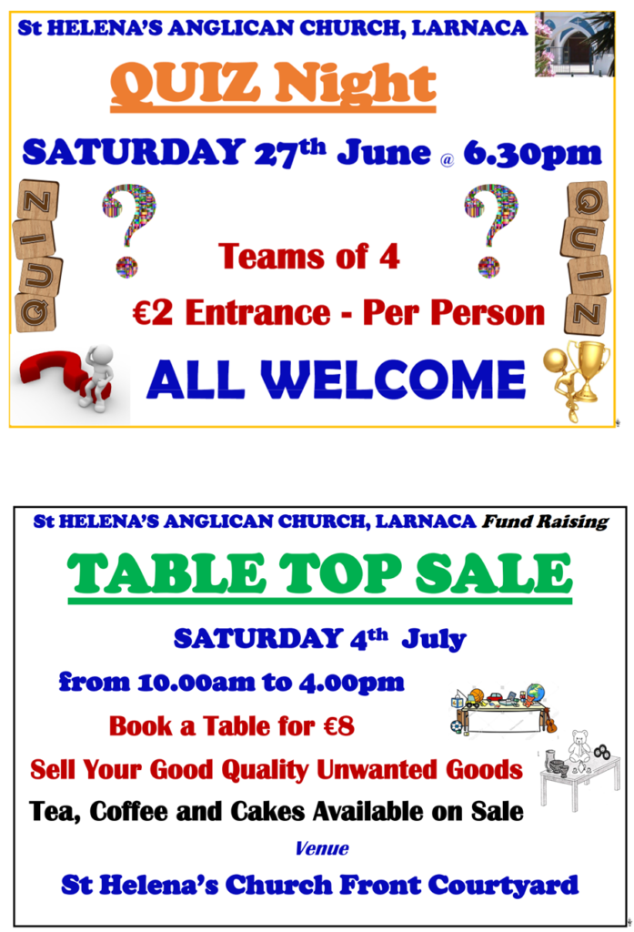upcoming events at St Helena's Larnaka
